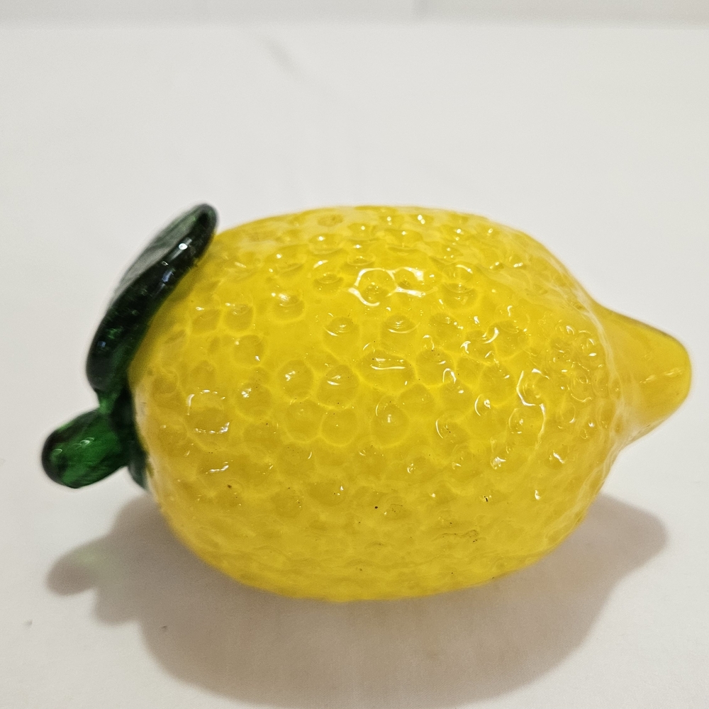 Murano Style Glass Lemon Fruit • Vintage Art Glass
